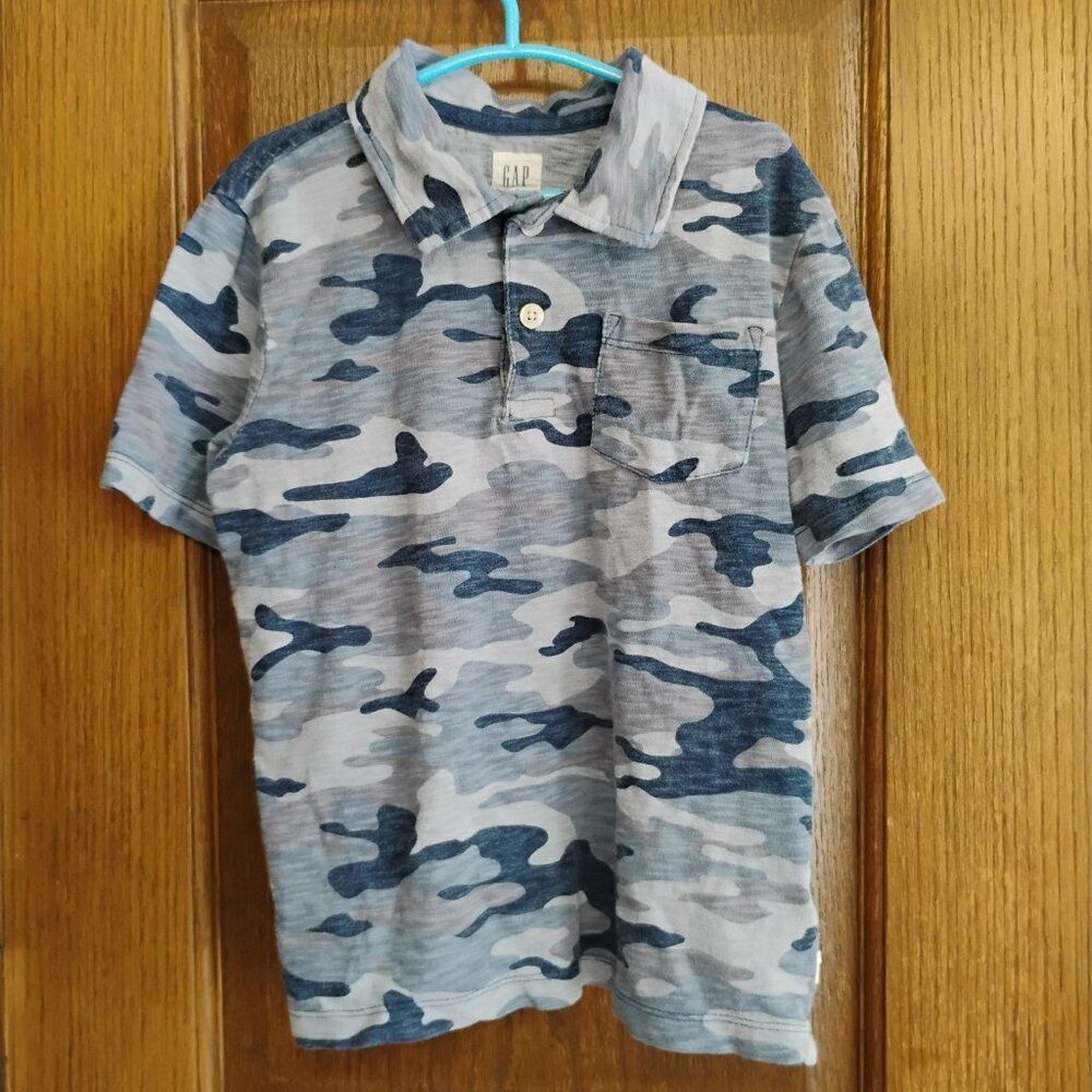 Gap Kids Blue Camo Polo Shirt Boys Size S